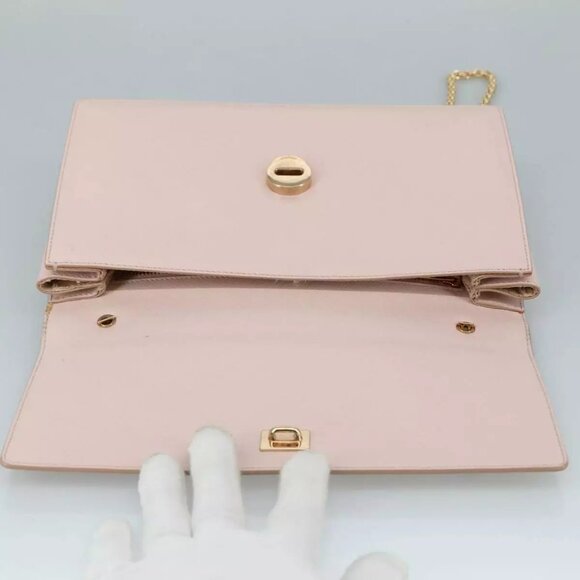 Salvatore Ferragamo Chain Shoulder Bag Leather Pink Gold Auth - Picture 8 of 14